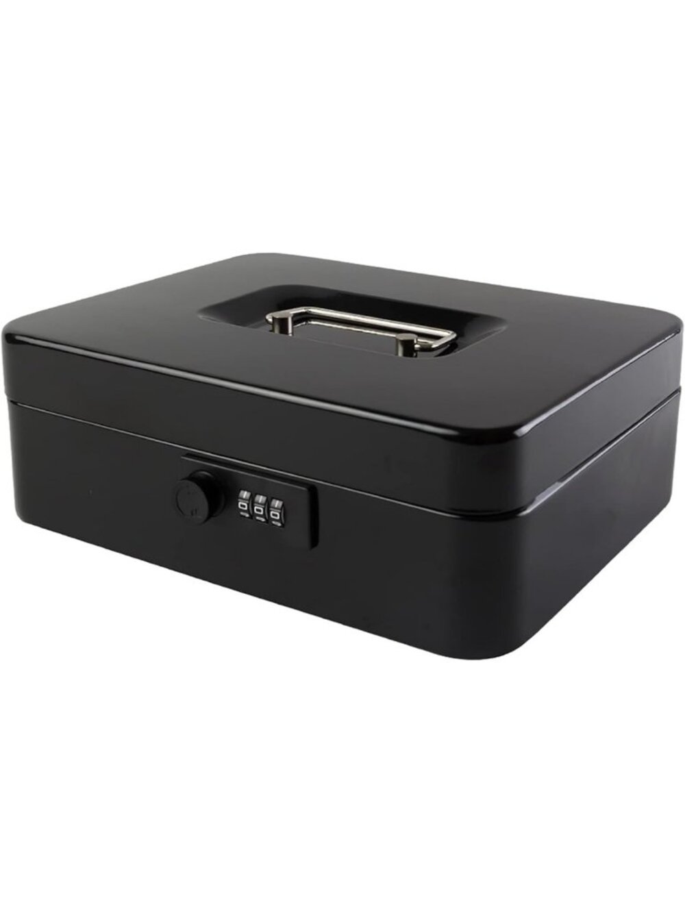 Large Cash Box with Combination Lock | Metal Money Safe with Tray | Secure